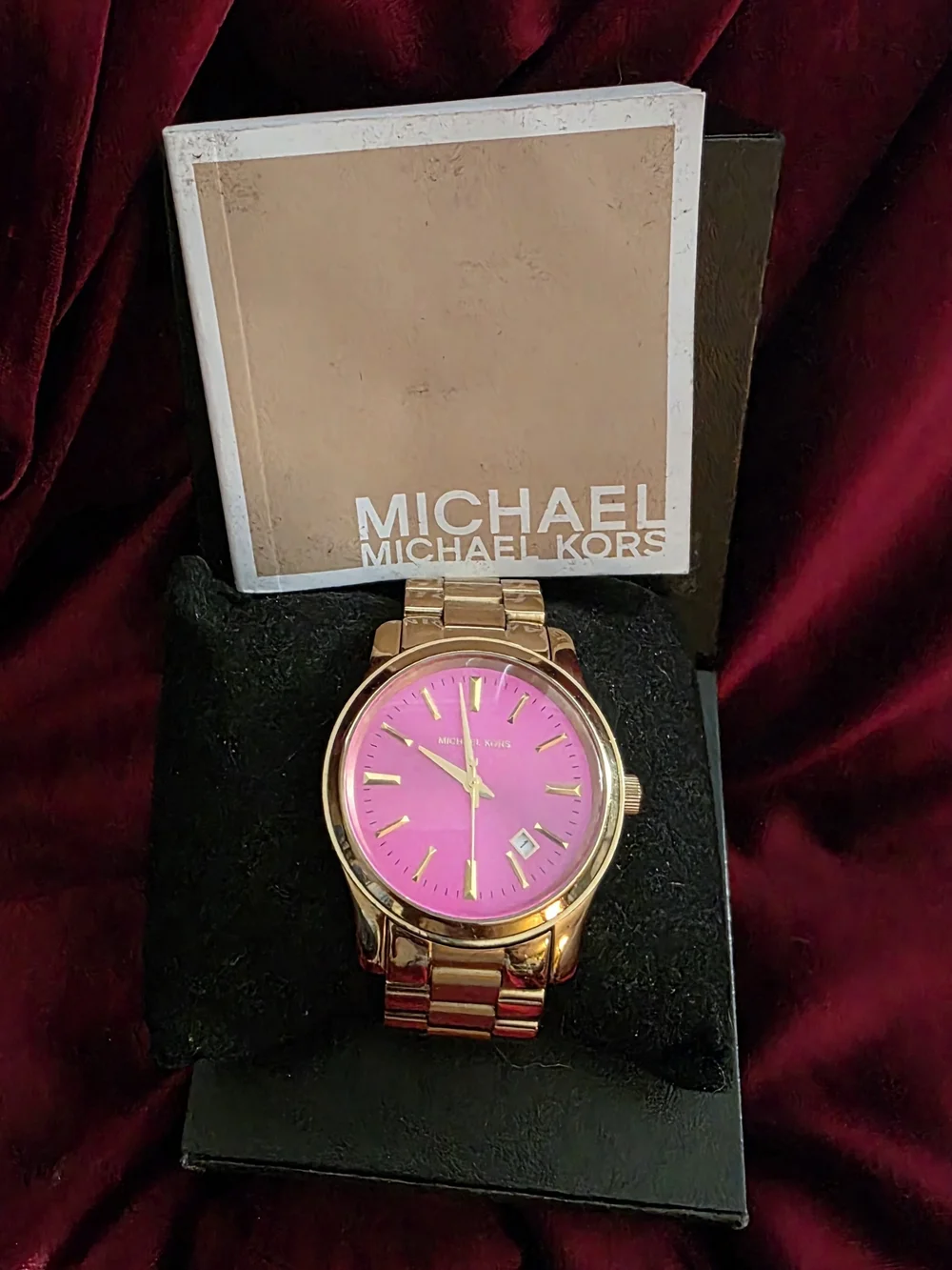 Michael Kors Womens  Gold Bracelet Watch with Pink Dial